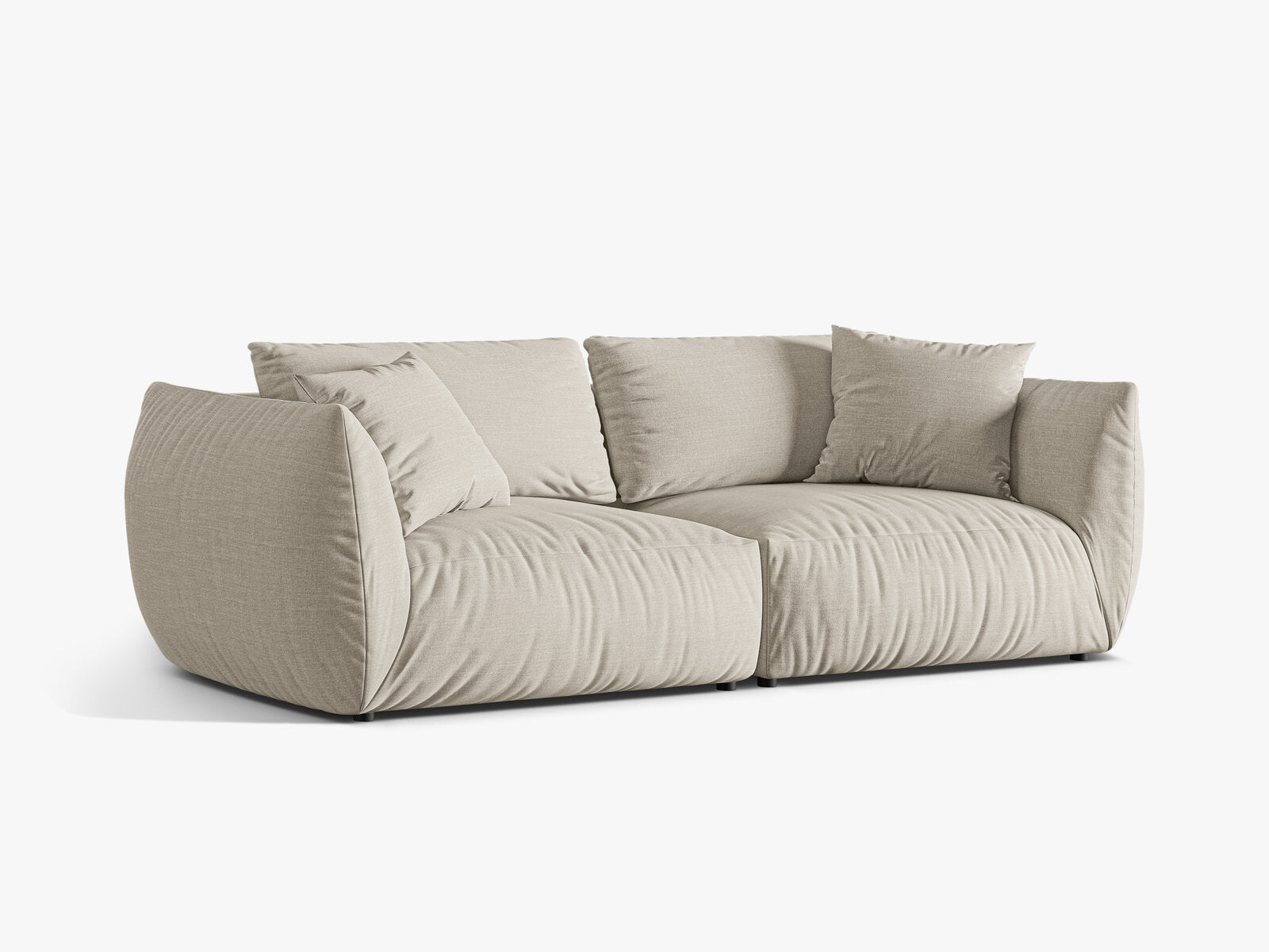 Micadoni Sofa Chris 4-Sitzer Strukturierter Stoff Natur
