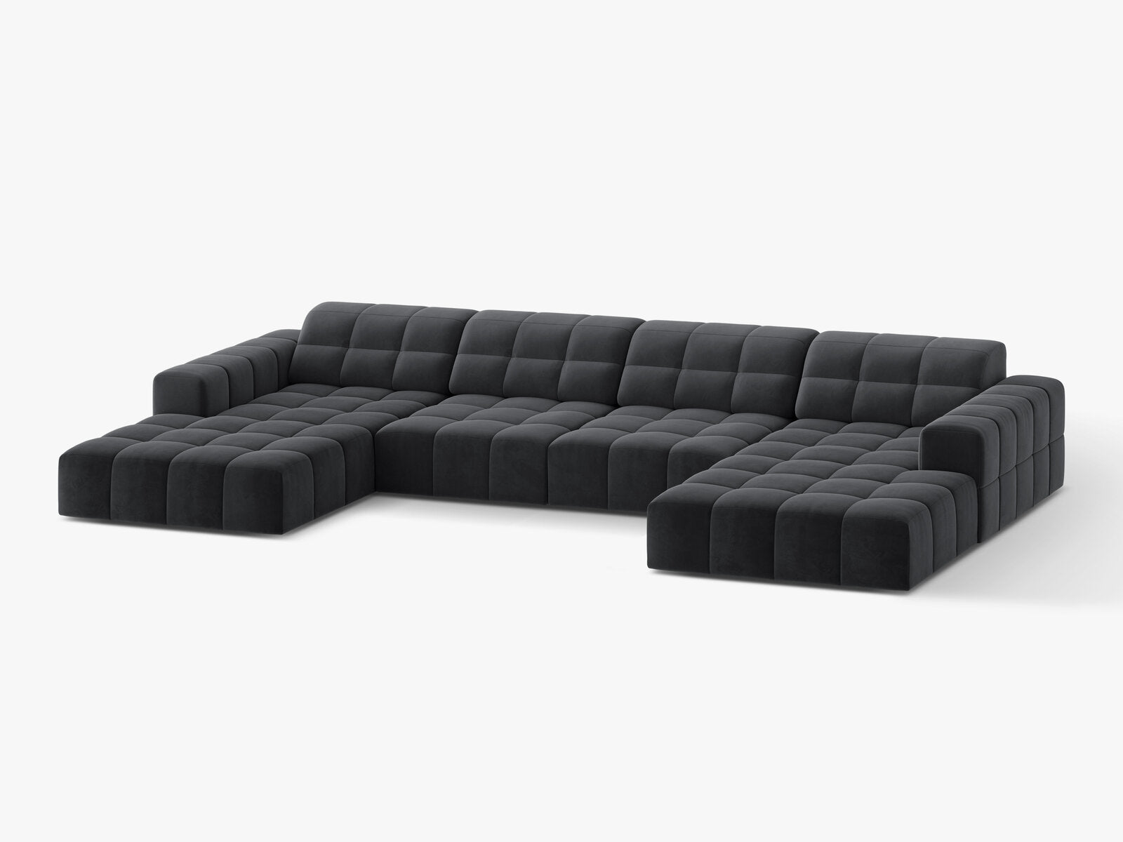 Micadoni Panorama Sofa Jennifer 6-Sitzer Samt Bluvel Grau