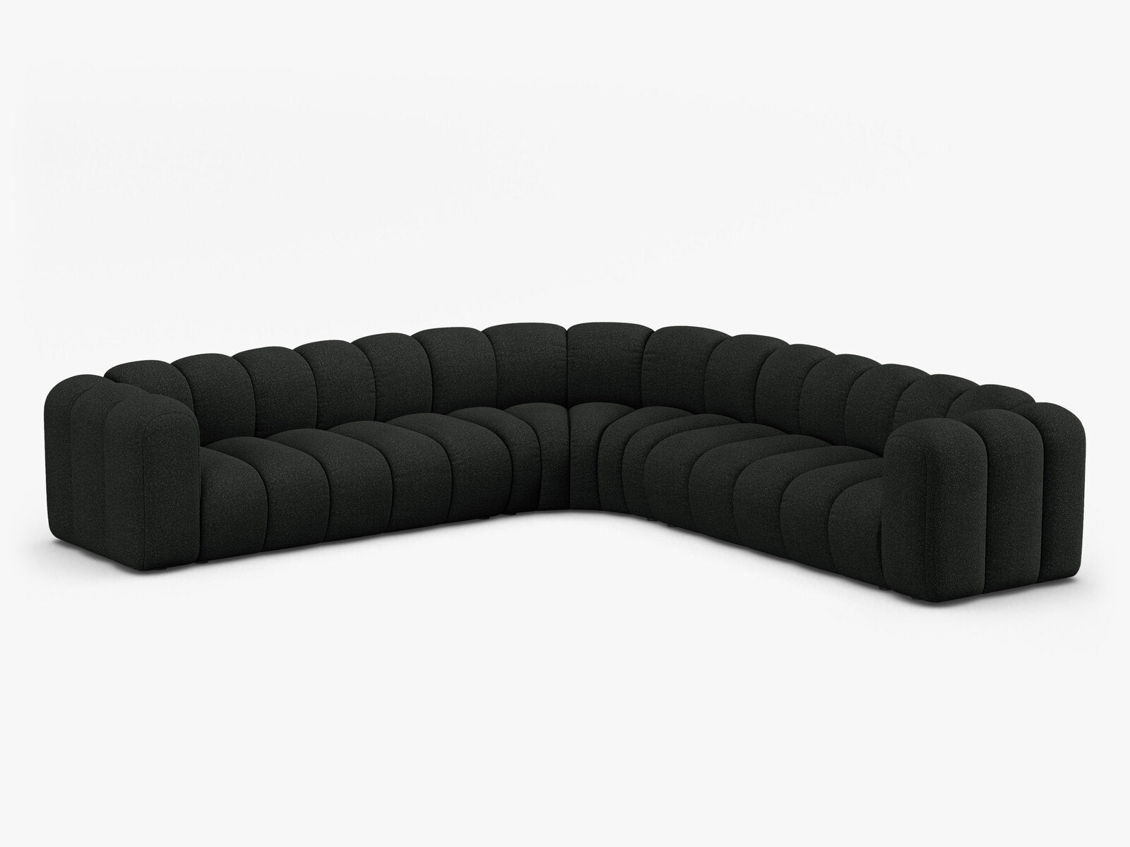 Micadoni symmetrisches Ecksofa Lupine 5-Sitzer  Boucle Baloo Schwarz