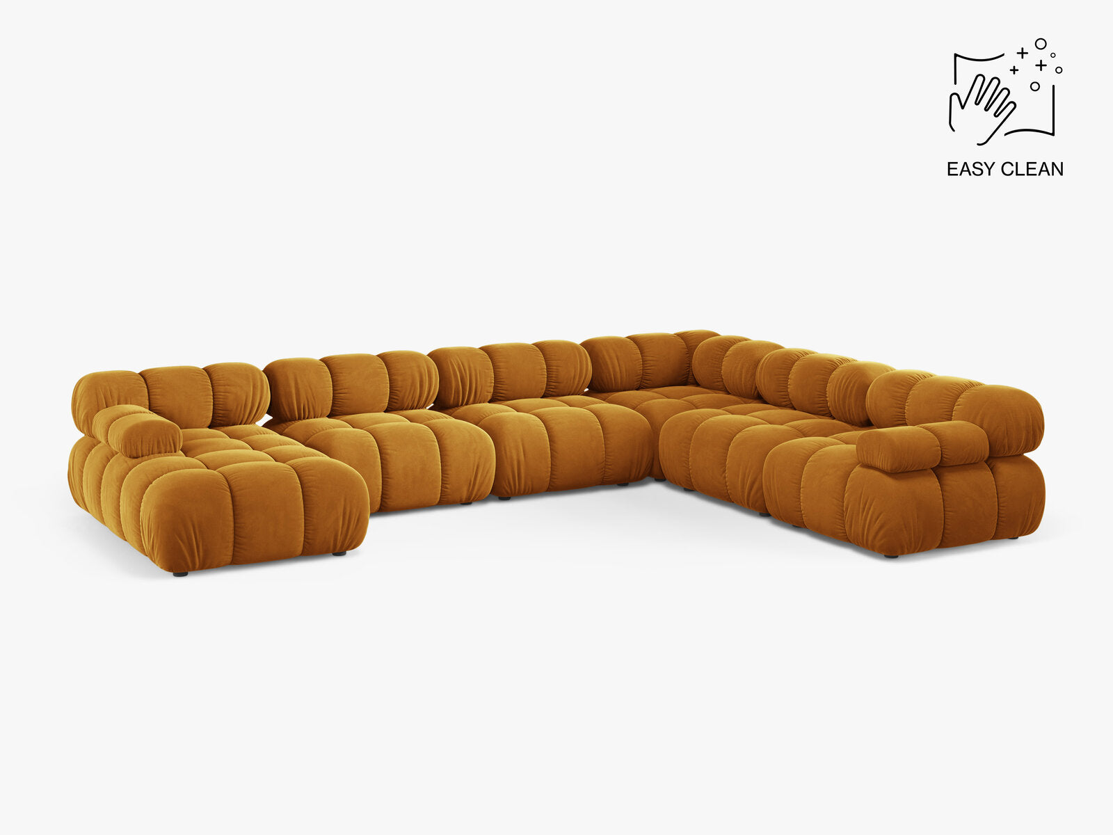 Micadoni Modulares Panorama Ecksofa Bellis 8-Sitzer Rechts Samt Venus Gelb