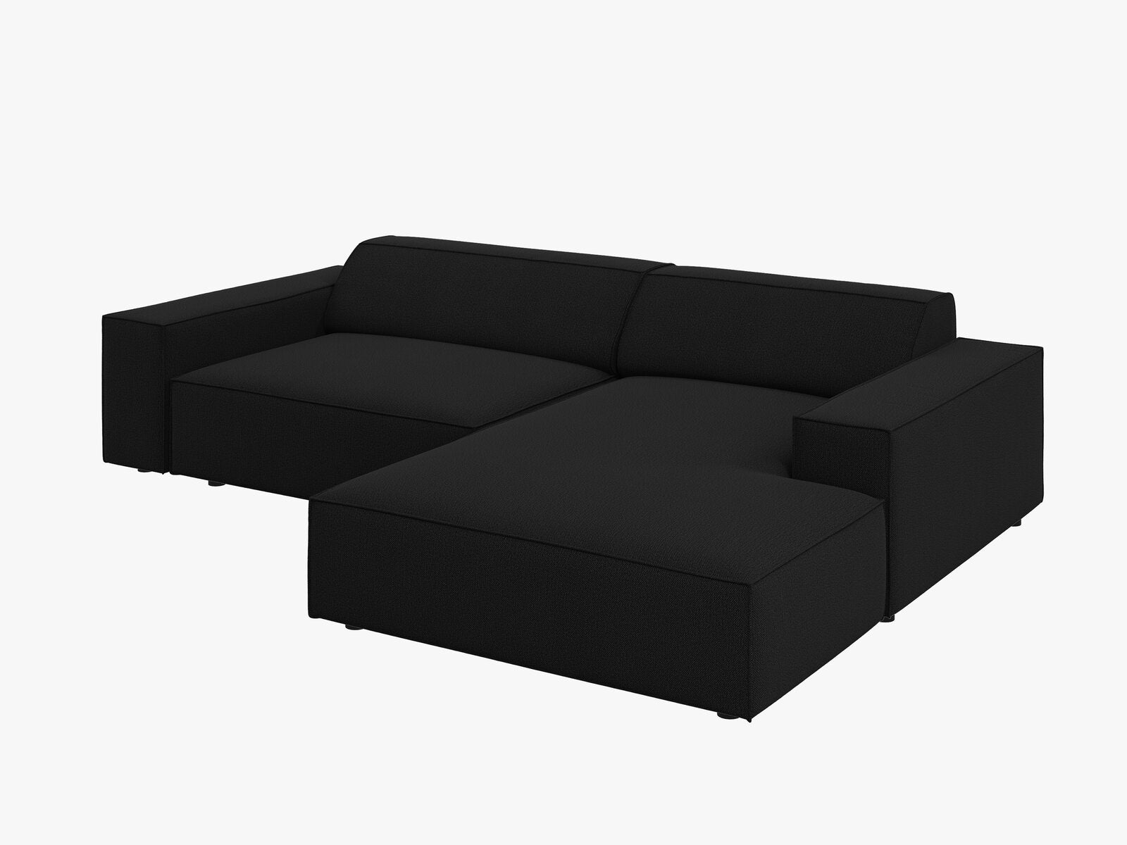 Micadoni Ecksofa Jodie 3-Sitzer Rechts Strukturierter Stoff Megan Schwarz