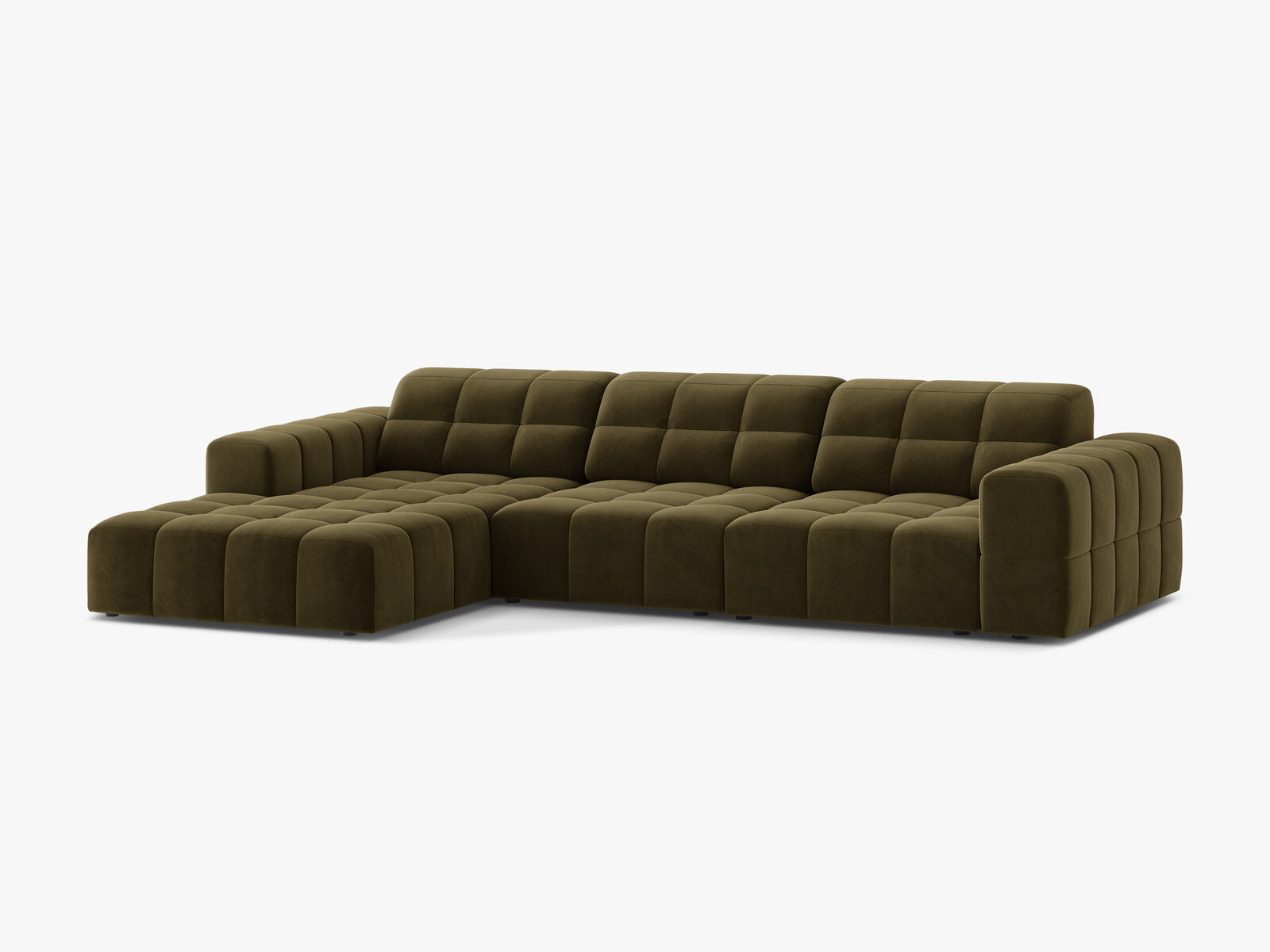 Micadoni Ecksofa Jennifer 4-Sitzer Links Samt Bluvel Grün