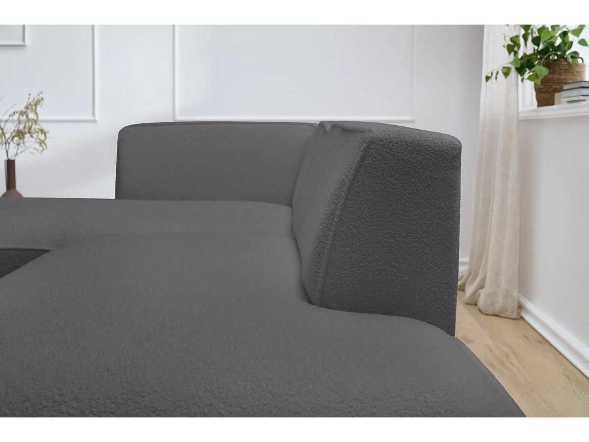 Bobochic Megeve Ecksofa Bouclé-Stoff Dunkelgrau Ecke links