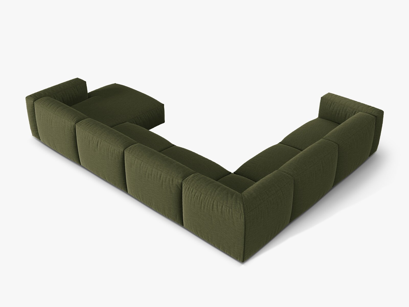 Micadoni modulares Ecksofa XL Martina 6-Sitzer Links Strukturierter Stoff Boston Grün