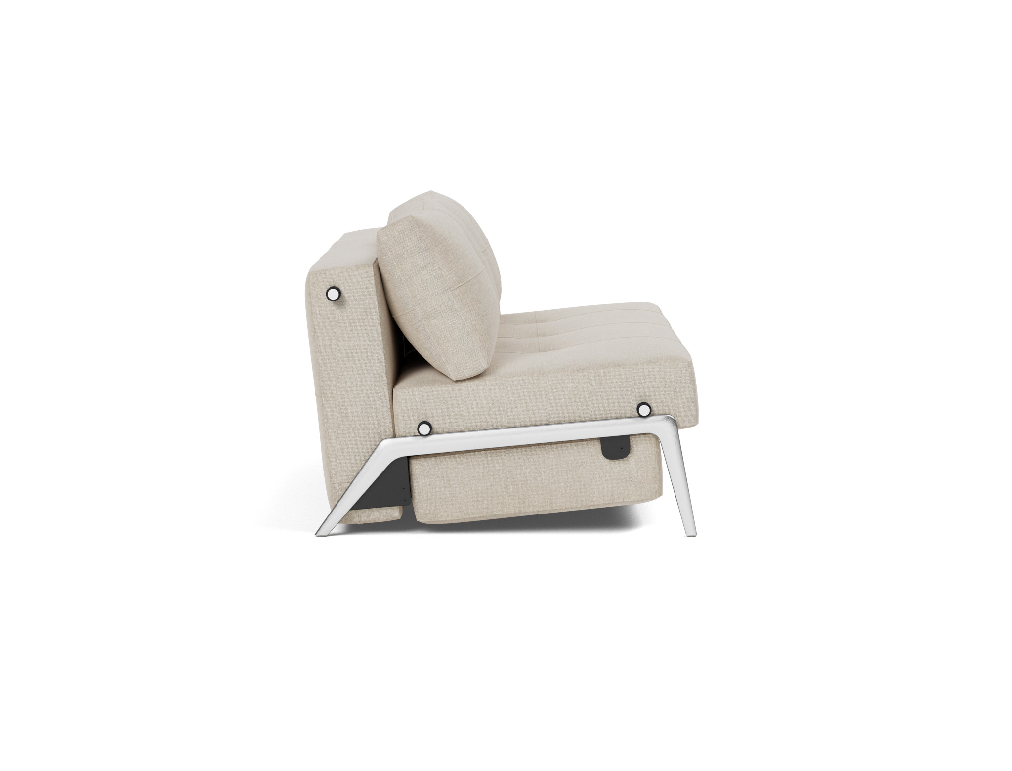 Schlafsofa Cubed 140 Flachgewebe Phobos 586-Latte Beine Aluminium