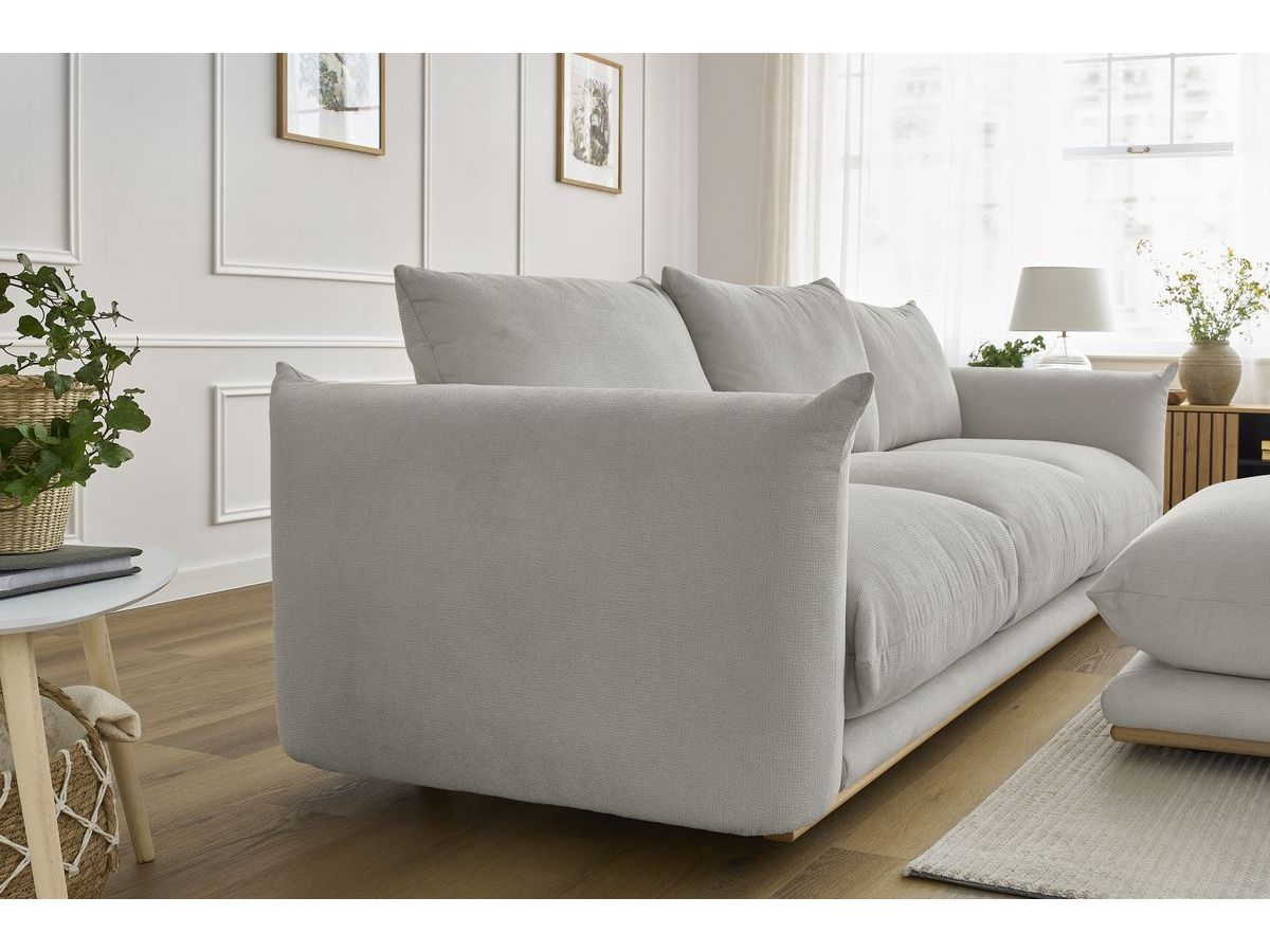 Bobochic Ernest Sofa 4-Sitzer mit Pouf Stoff Hellgrau