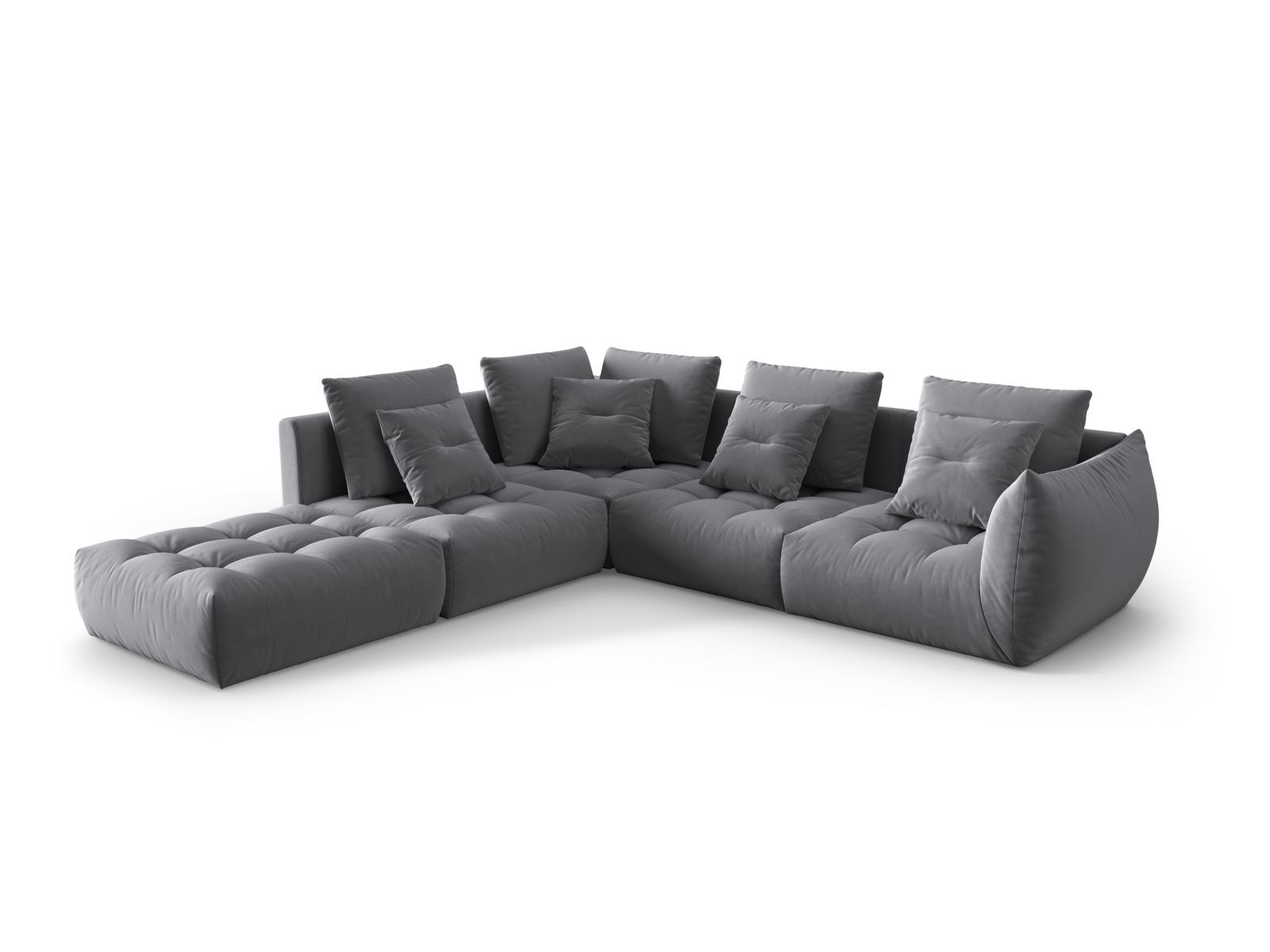 Micadoni Ecksofa Bloom 5-Sitzer Links Samt Dunkelgrau