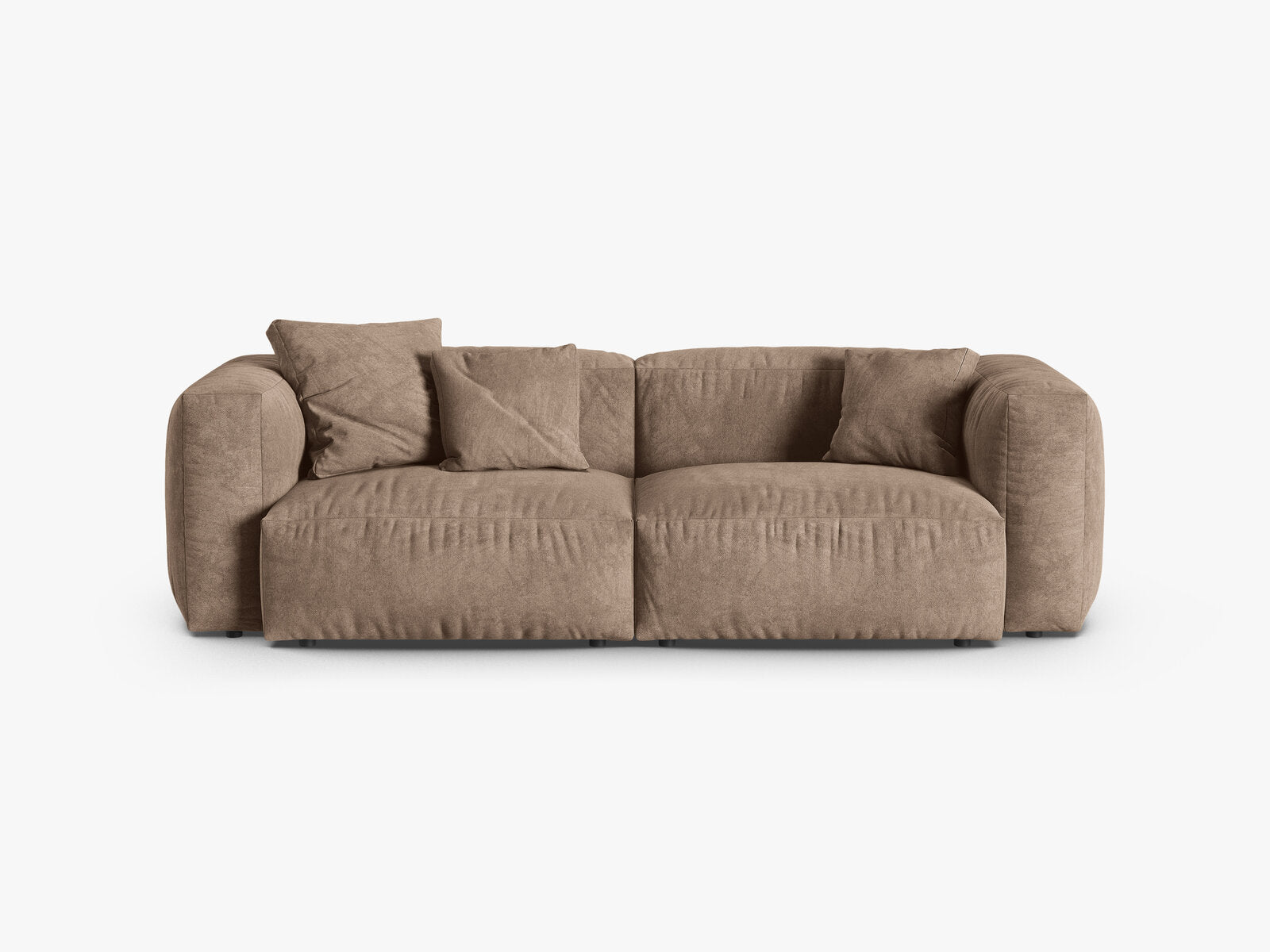 Micadoni Sofa Martina 3-Sitzer 90cm Sitztiefe Samt Vogue Dunkelbeige