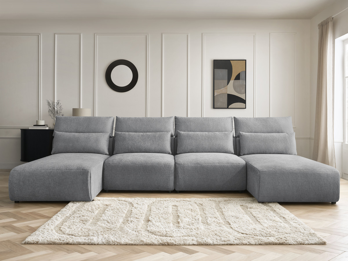 Bobochic Jana Wohnlandschaft Strukturstoff Dunkelgrau