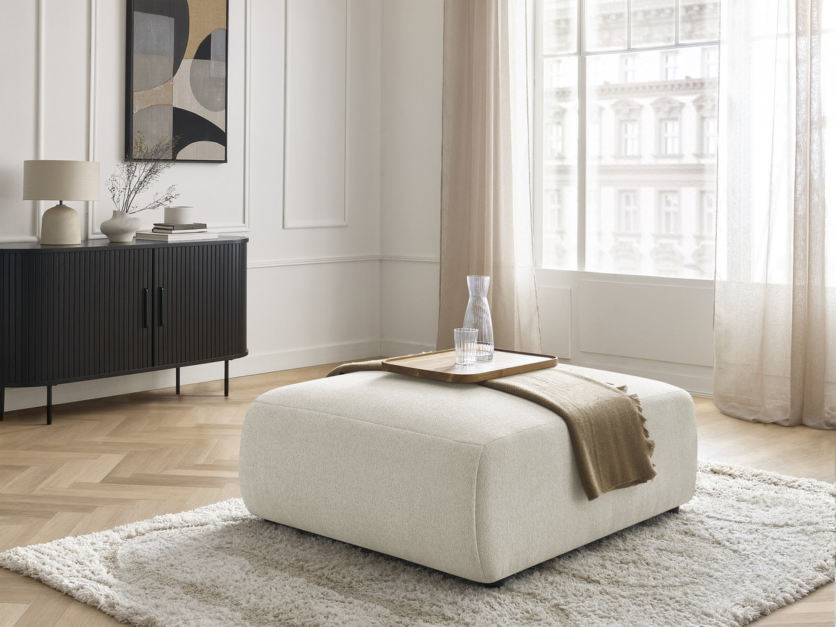 Bobochic Jana Pouf 94 × 114 cm Melange-Stoff Weiß