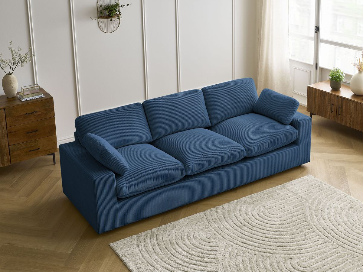 Bobochic Belair Sofa 3-Sitzer 250 × 93 cm Cordsamt Dunkelblau