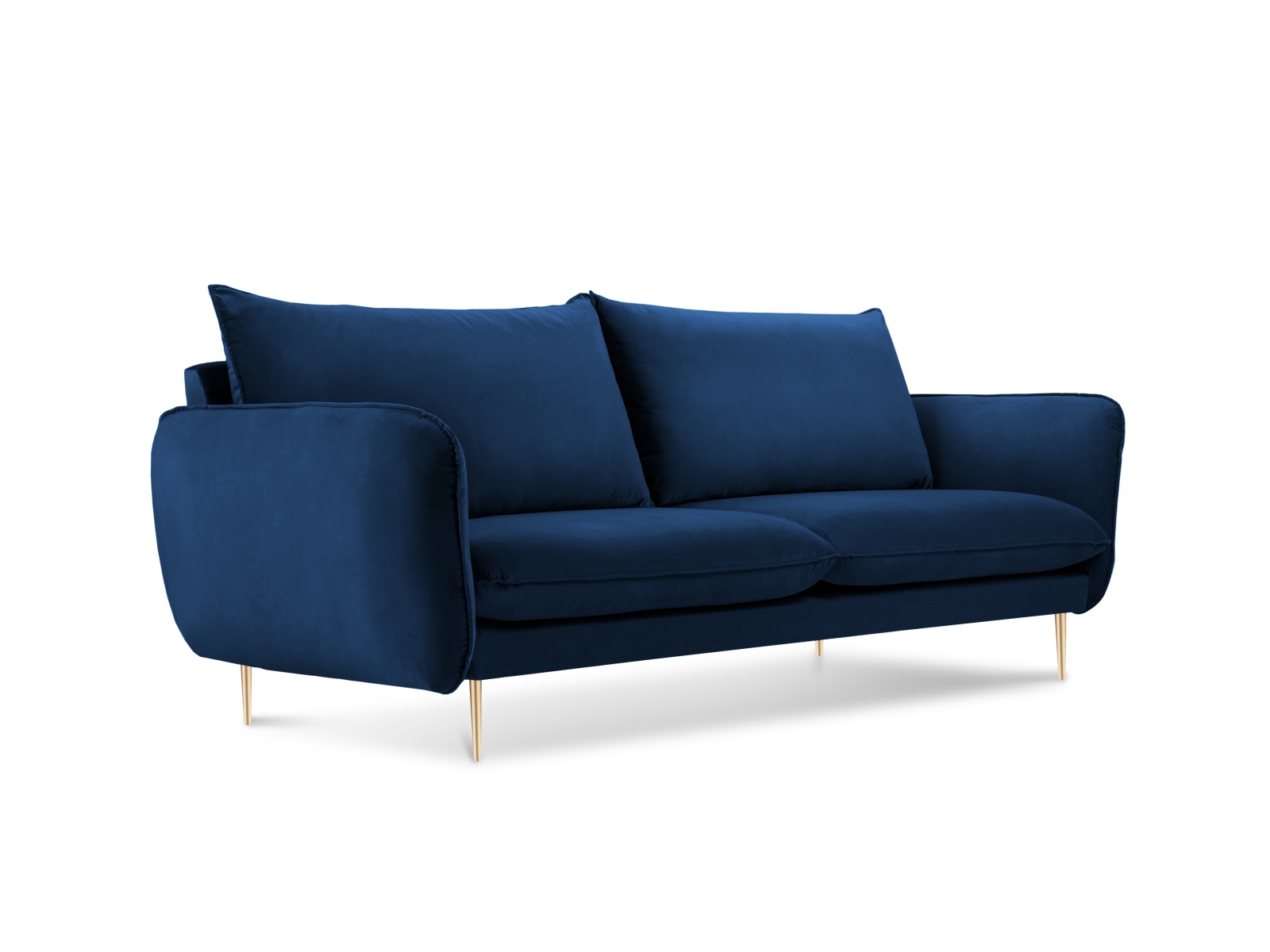 Cosmopolitan Design Sofa Vienna 2-Sitzer Samt Bluvel Königsblau Beine Gold