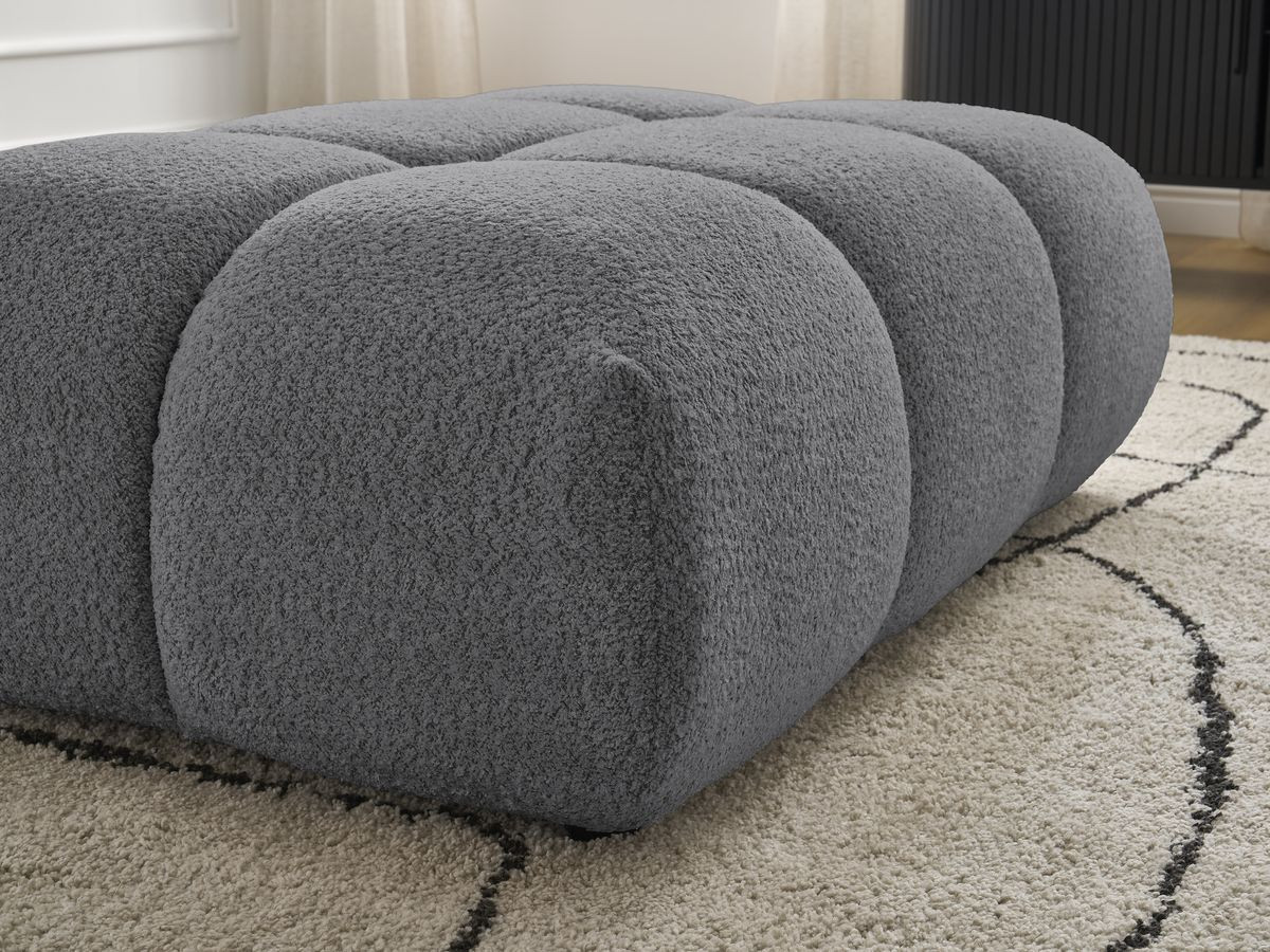 Bobochic Alya Pouf Bouclé-Stoff Dunkelgrau