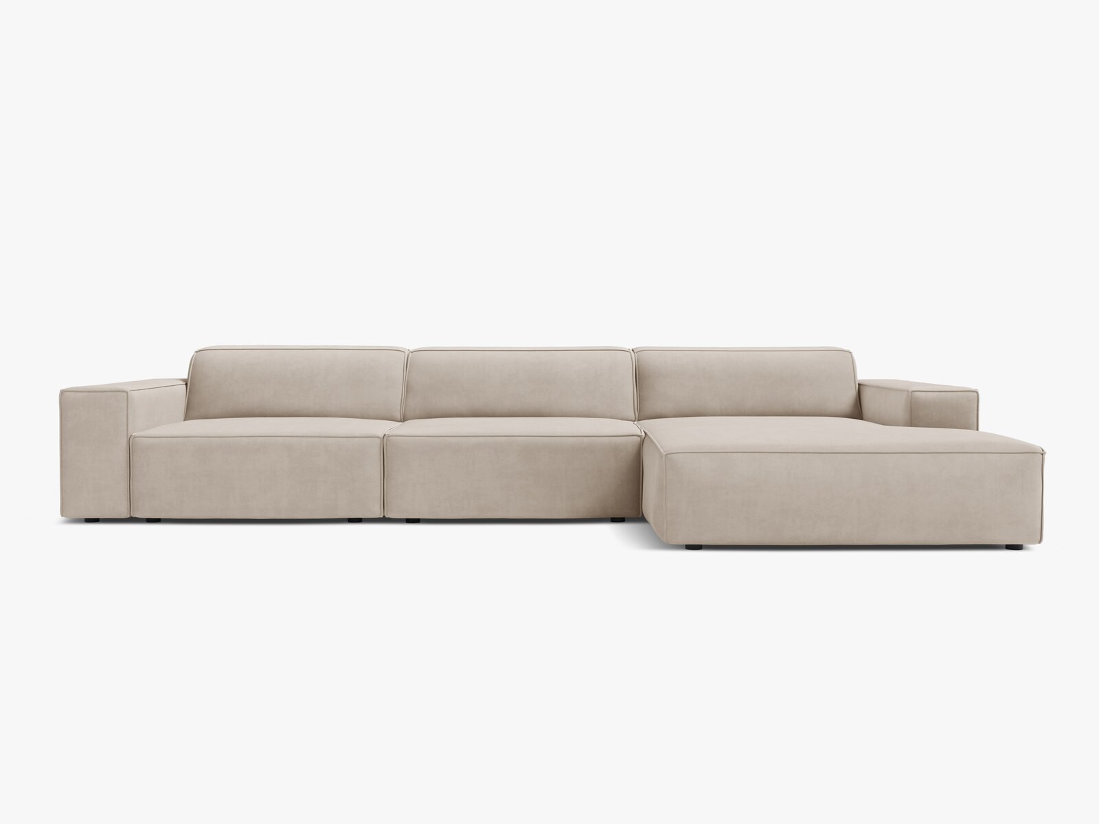 Micadoni Ecksofa Jodie 4-Sitzer Rechts Samt Bluvel Dunkelbeige