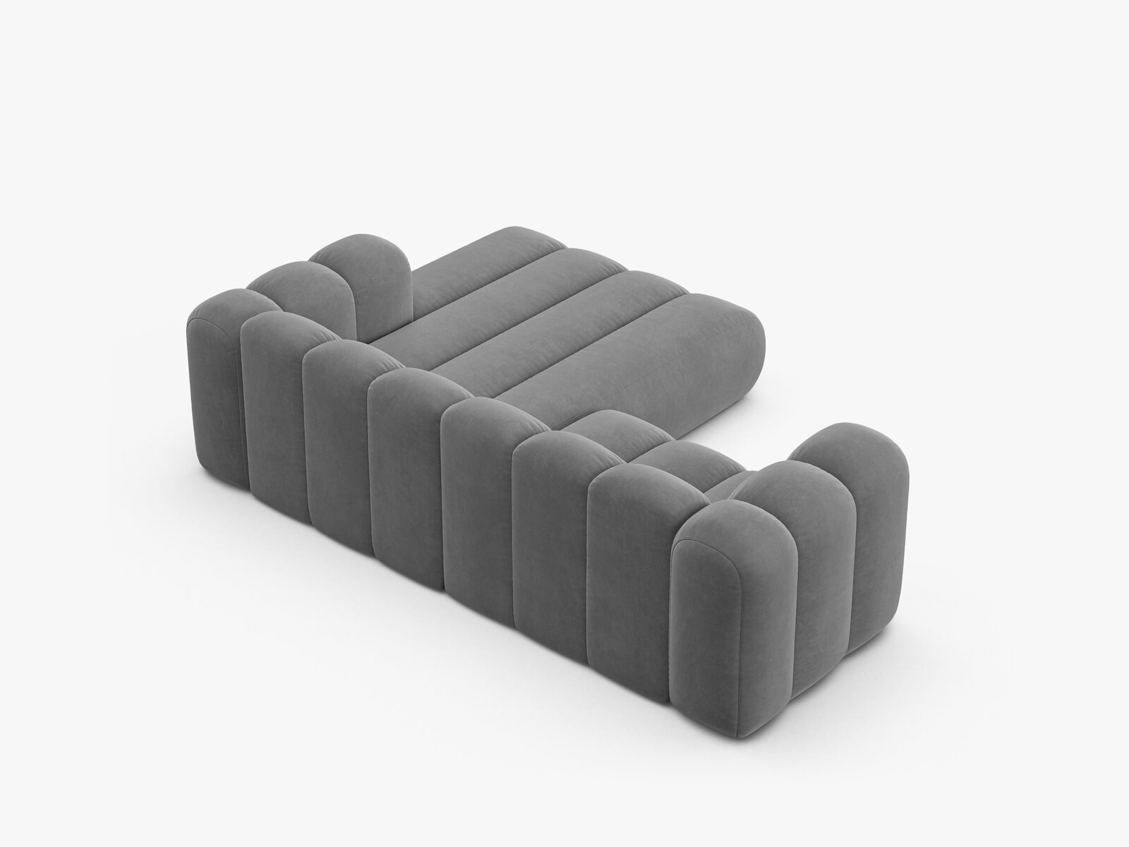 Micadoni Modulares Ecksofa Lupine 3-Sitzer Samt Venus Hellgrau Rechts