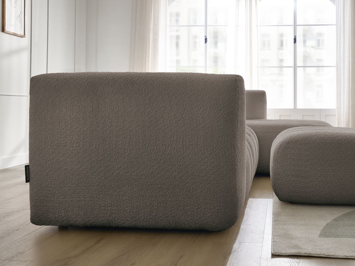 Bobochic Talia Ecksofa mit Pouf Bouclé-Stoff Braun Ecke rechts