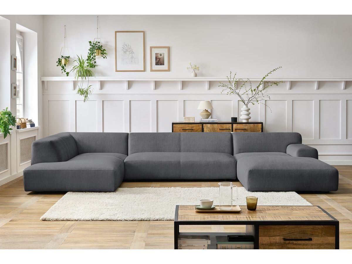 Bobochic Lavena Wohnlandschaft 399 × 220 cm Samt Dunkelgrau Ecke rechts