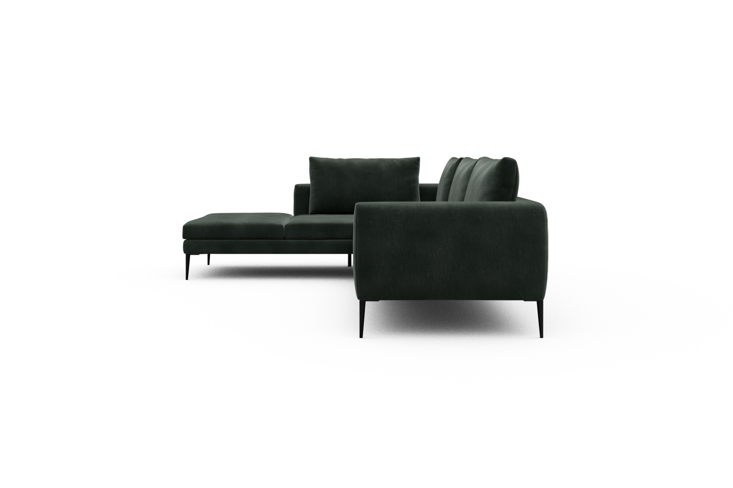 Ecksofa Paul Relax-Ecke rechts mit 3-Sitzer Smooth-Laurel-Green