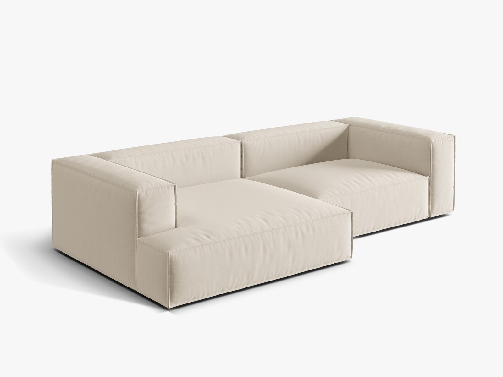 Micadoni Ecksofa Nuria 4-Sitzer Links Samt Beige