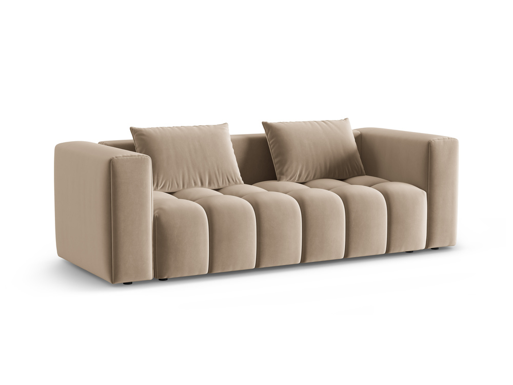 Cosmopolitan Design Schlafsofa Verona 3-Sitzer mit Bettkasten Samt Casino Mandelbeige