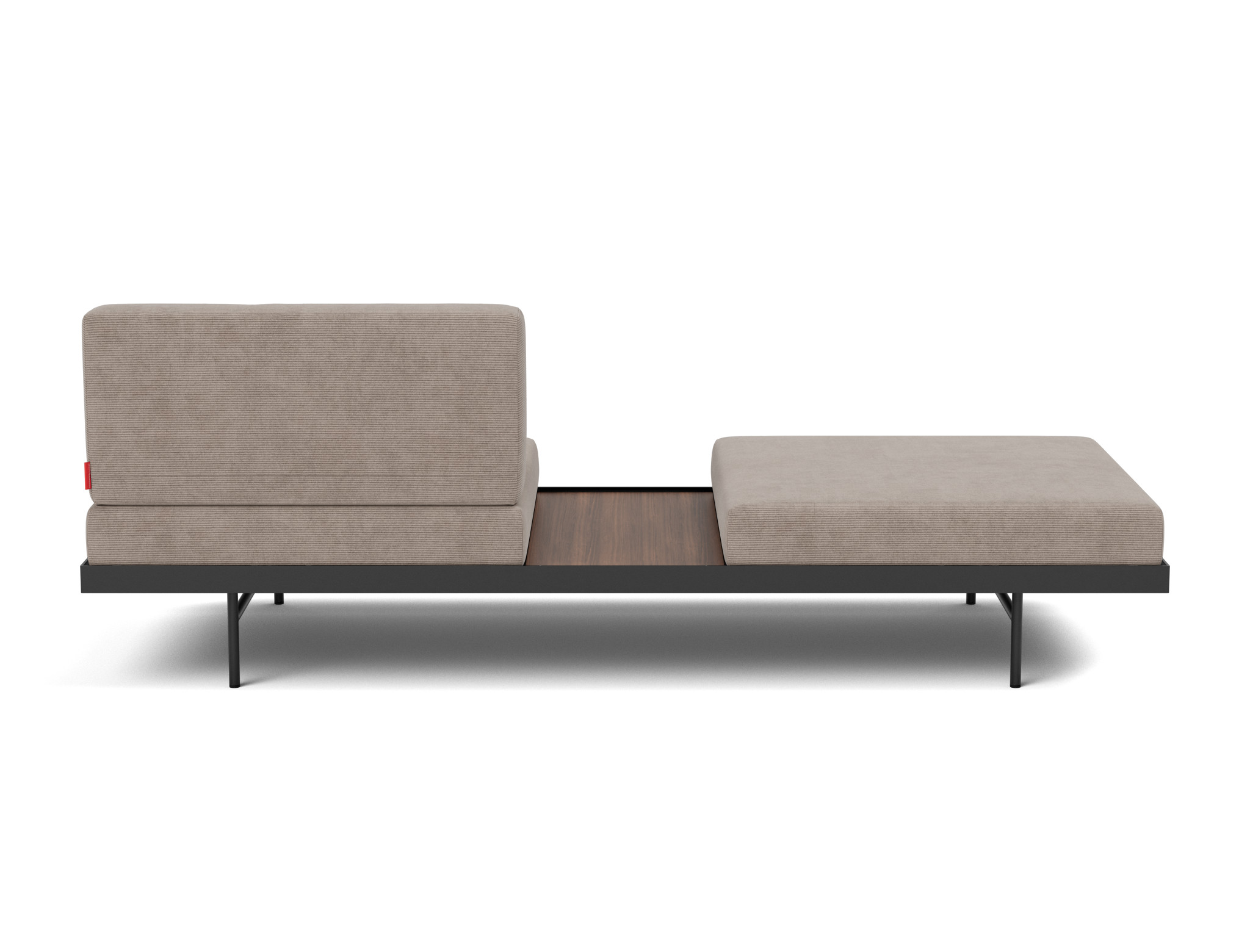Tagesbett Puri Kord Cordufine 318-Beige Beine mit Nussbaumtisch