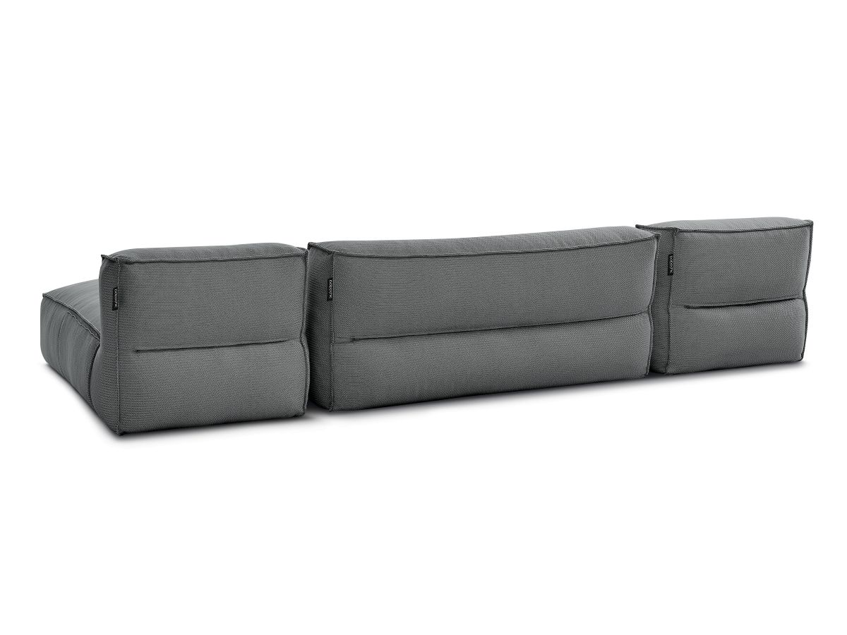 Bobochic Biarritz Gartensofa 4-Sitzer mit Pouf 332 × 168 cm Melange-Stoff Schwarz