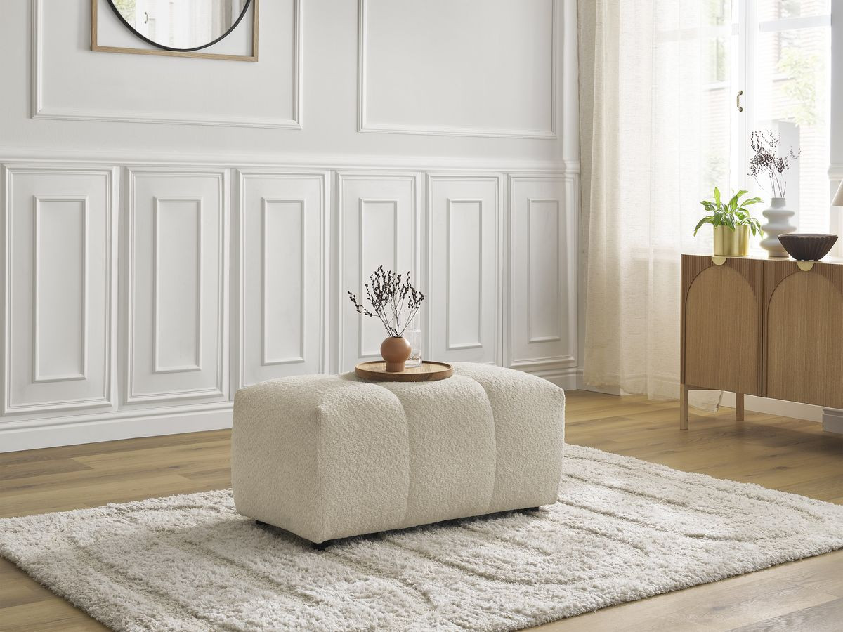 Bobochic Roxelane Pouf Bouclé-Stoff Beige