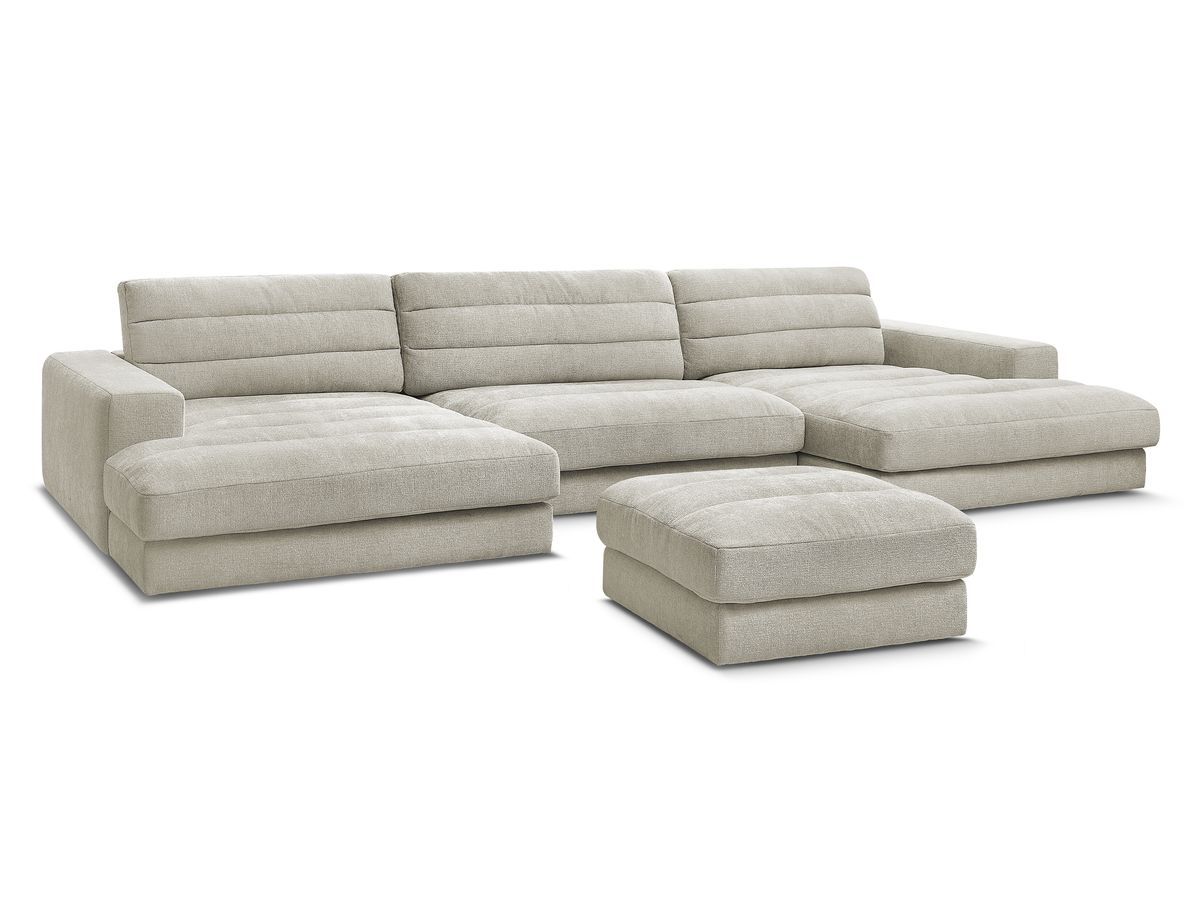 Bobochic Sierra Wohnlandschaft mit Pouf Strukturstoff Taupe