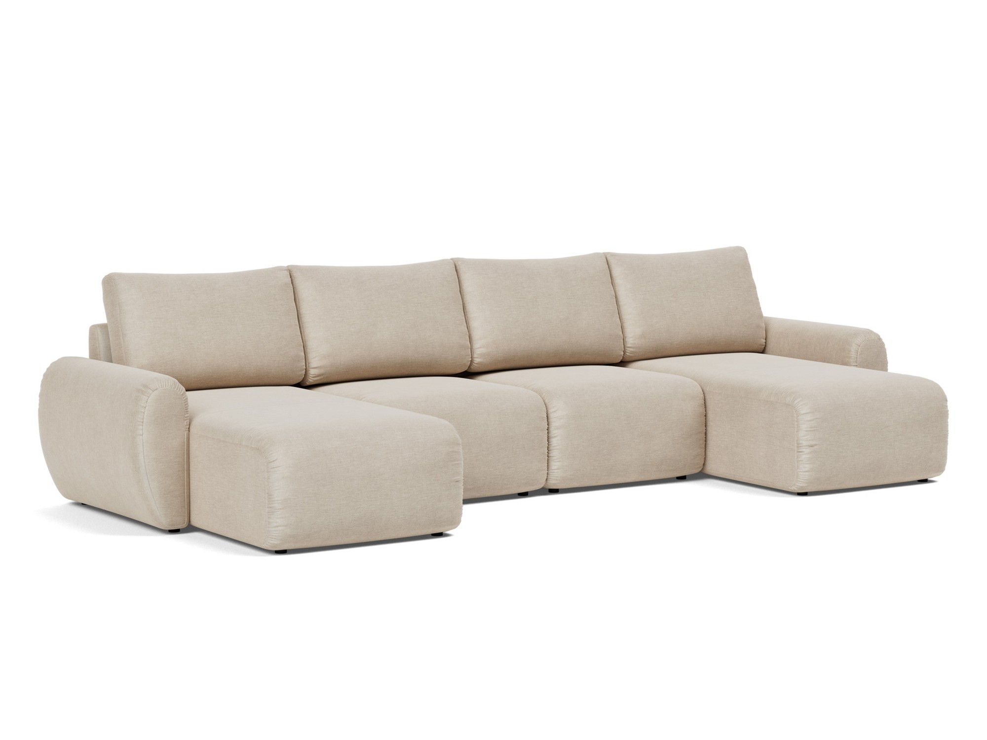 Schlafsofa Norum U-Form mit Curve-Armlehnen Flachgewebe Phobos 586-Latte