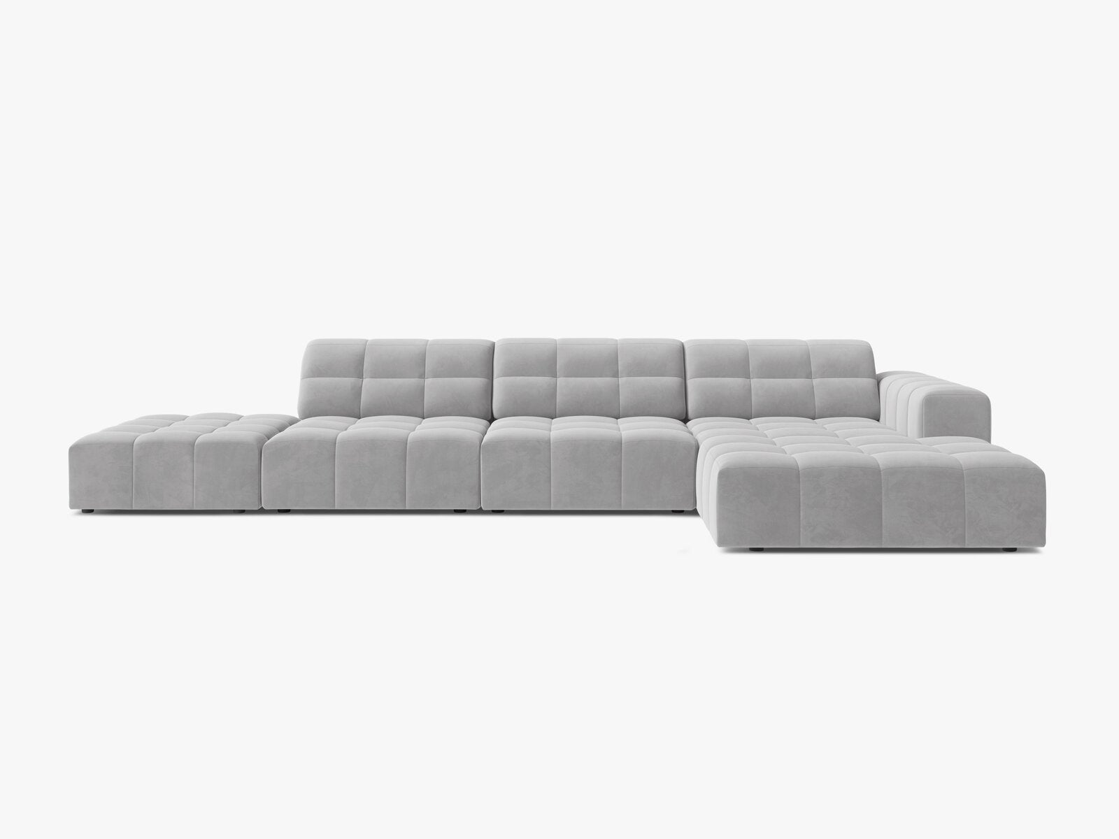 Micadoni Ecksofa Jennifer 5-Sitzer Rechts Samt Bluvel Silber