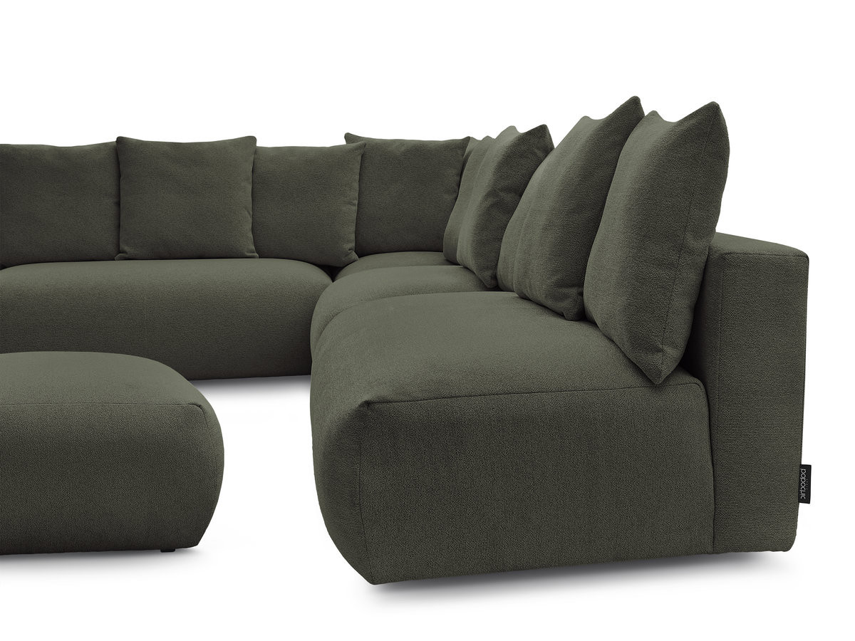 Bobochic Voltaire Ecksofa mit Pouf 322 × 268 cm Melange-Stoff Grün Ecke links