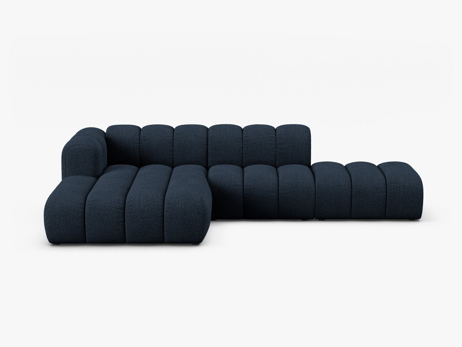 Micadoni Modulares Ecksofa offen Lupine 5-Sitzer Links Boucle Baloo Dunkelblau