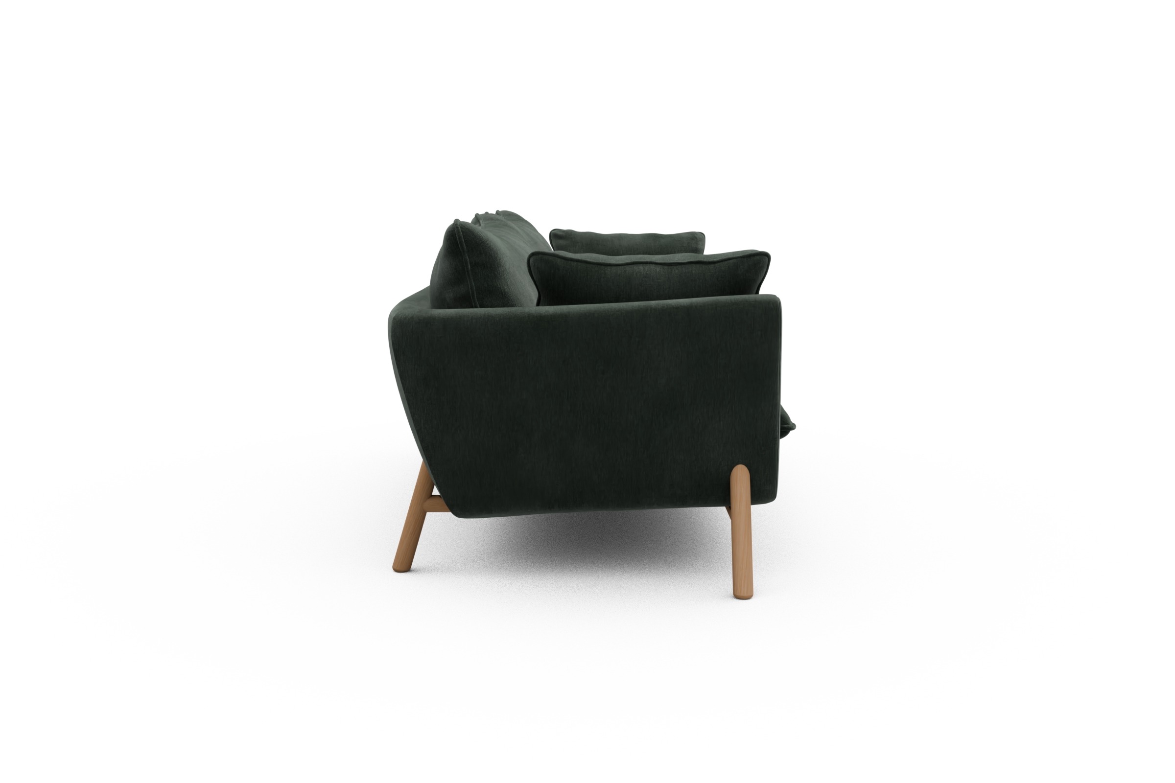 Sofa Emil PREMIUM 3-Sitzer Beinfarbe Eiche Natur Smooth-Laurel-Green