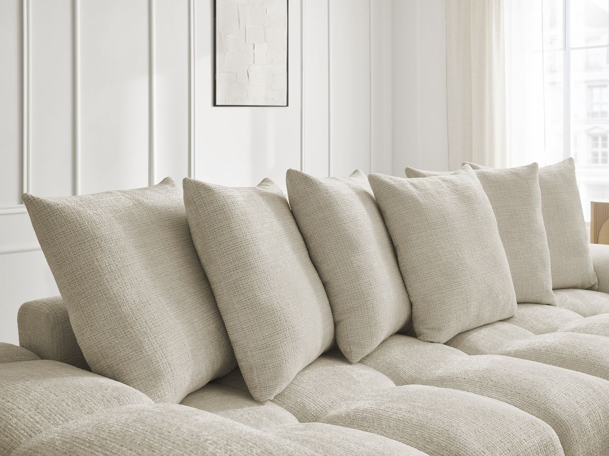 Bobochic Anakin Ecksofa, 6 Kissen Strukturstoff Beige