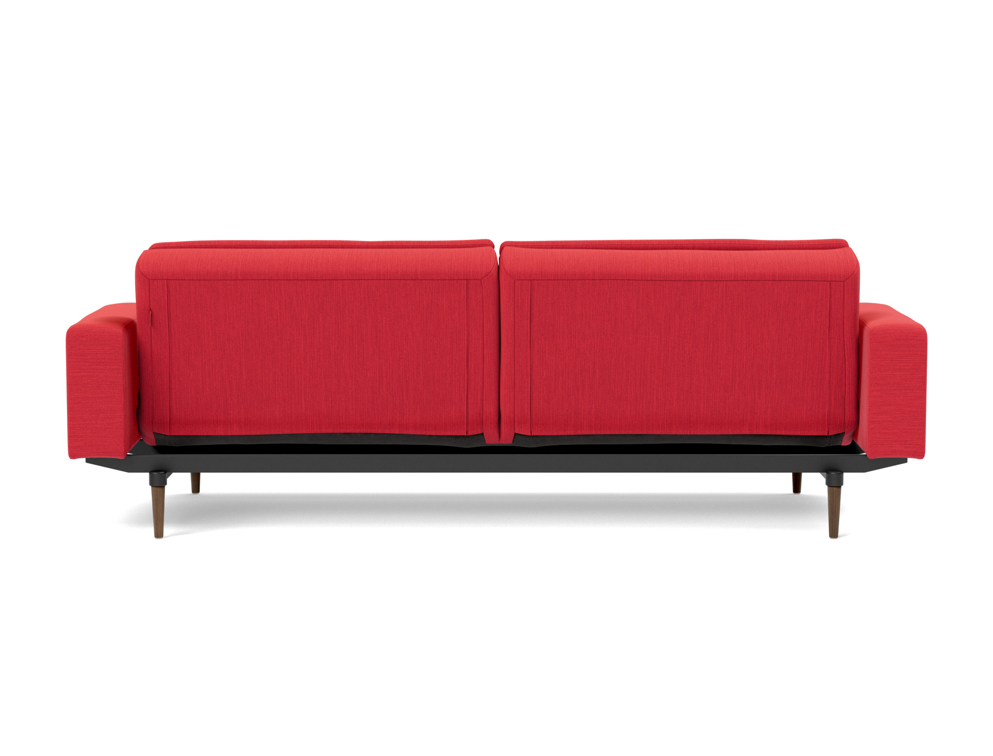 Schlafsofa Dublexo mit Armlehnen Flachgewebe Elegance 511-Red Beine Styletto Eiche dunkel