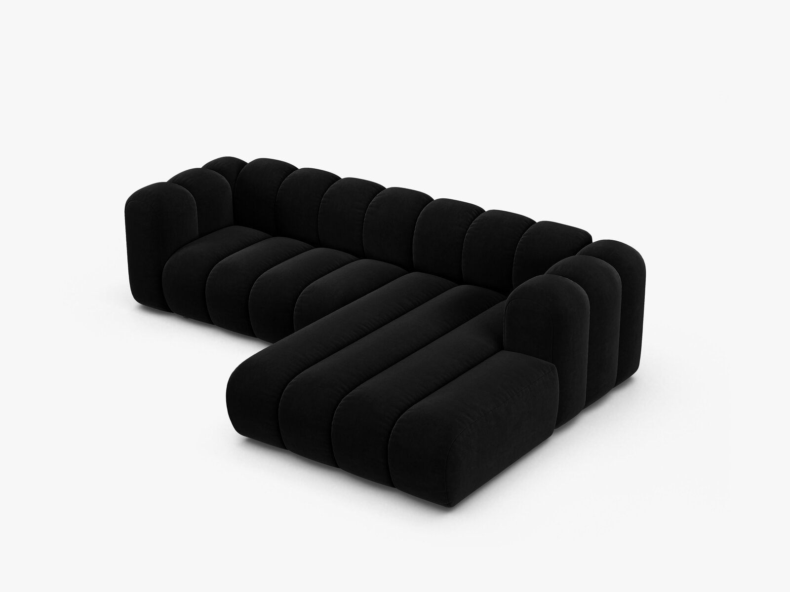 Micadoni Modulares Ecksofa Lupine 4-Sitzer mittelgroß Rechts Samt Venus Schwarz