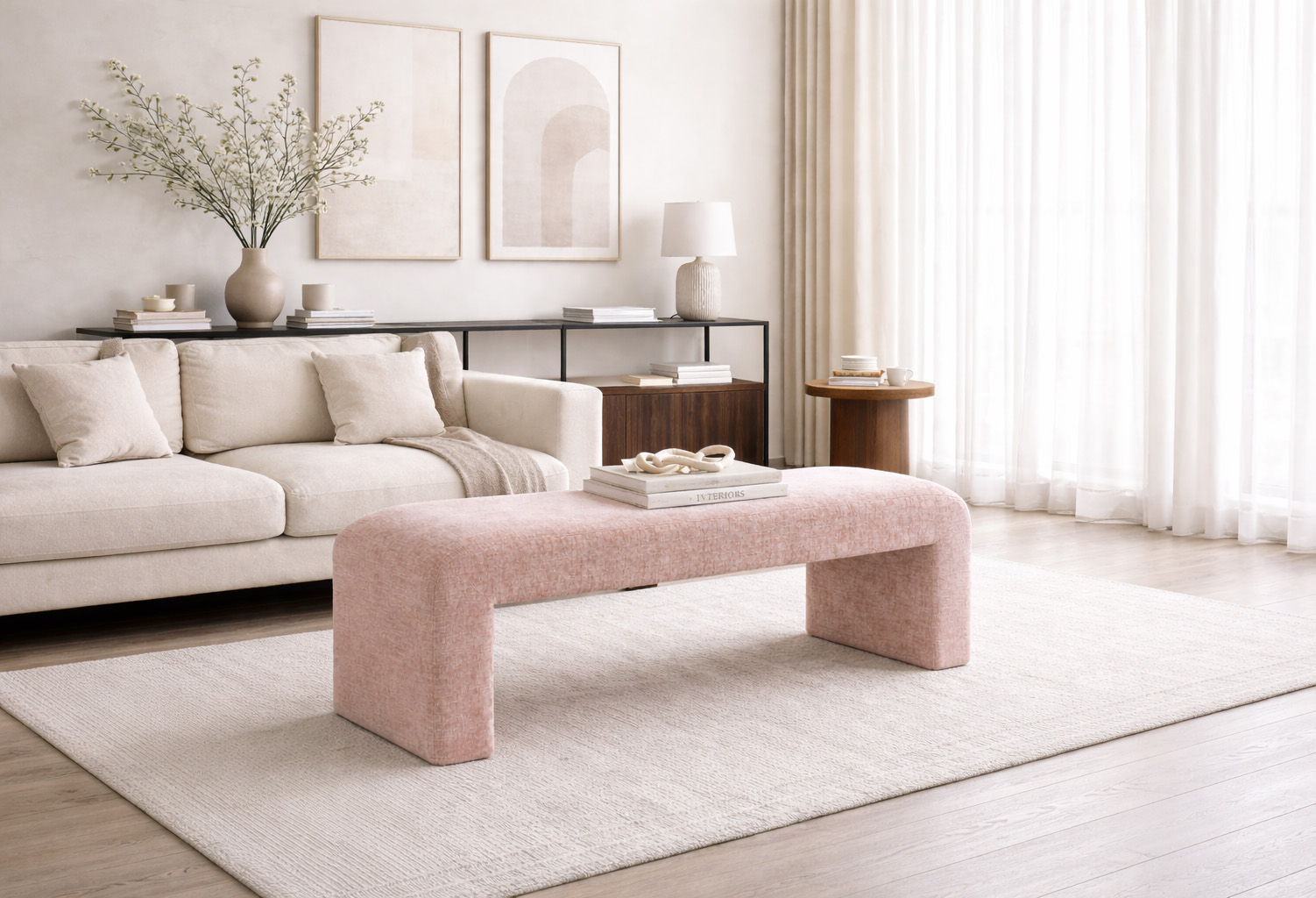 Livin Hill Polsterbank Leith 119,5 cm Zartrosa