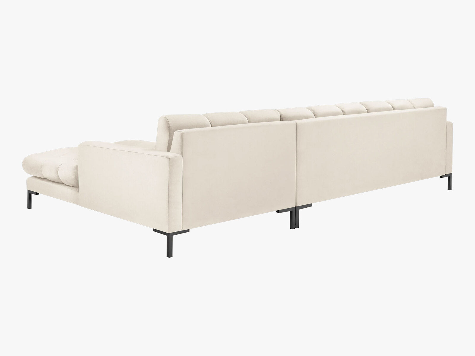Micadoni Ecksofa Mamaia 5-Sitzer Rechts Samt Bluvel Helles Beige schwarze Beine