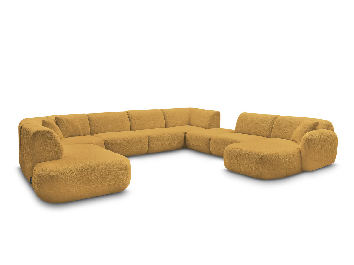 Bobochic Anda Wohnlandschaft mit Pouf 396 × 357 cm Chenille Gelb Ecke rechts