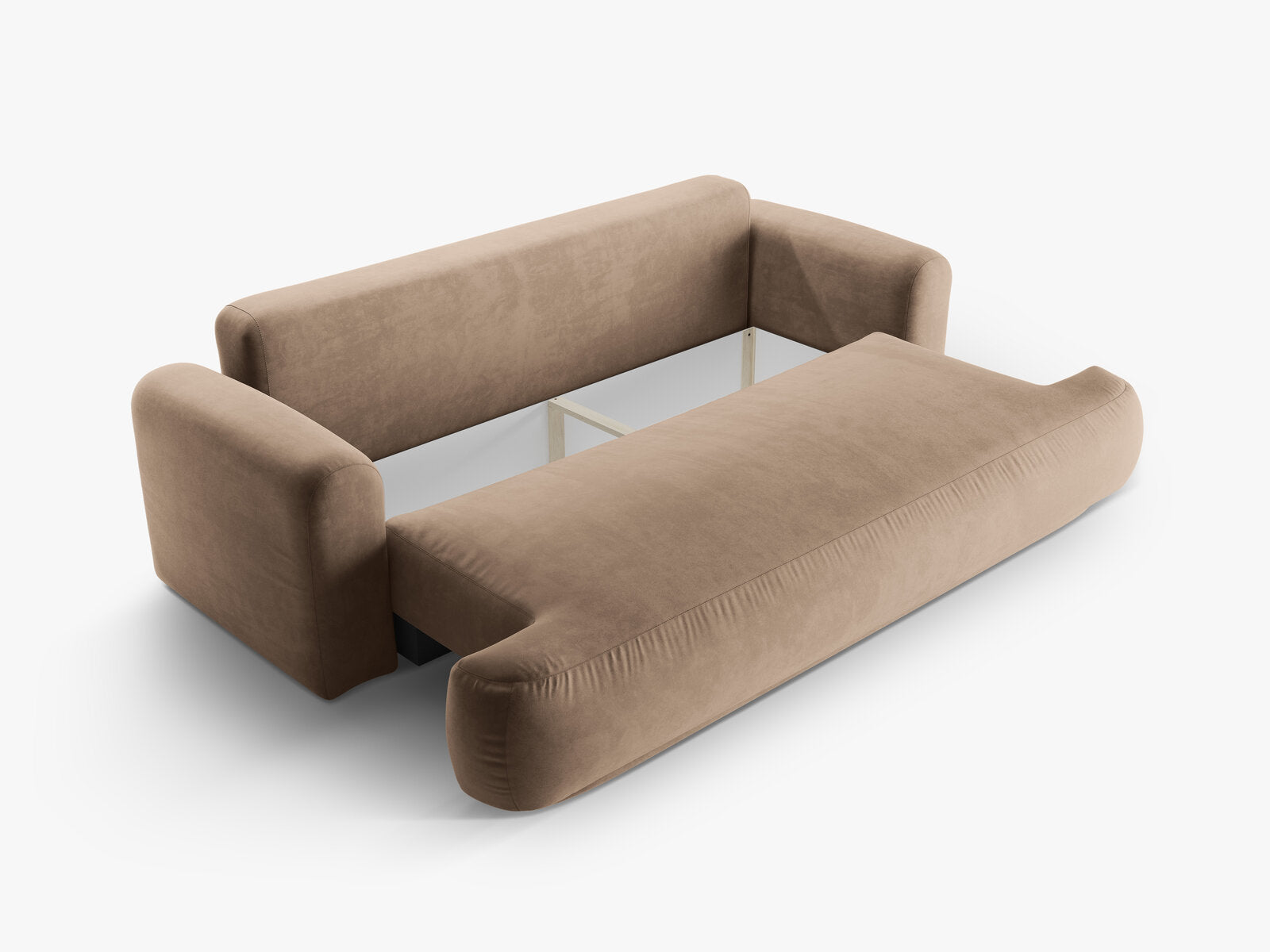 Micadoni Ella Schlafsofa 3-Sitzer mit Bettkasten Samt Vogue Dunkelbeige