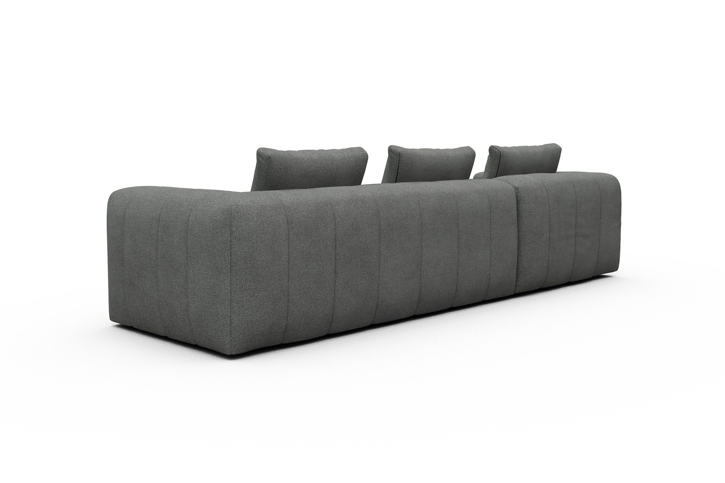 Ecksofa Hugo 2,5-Sitzer Armlehne rechts mit Chaiselongue Boucle-Ash-Grey