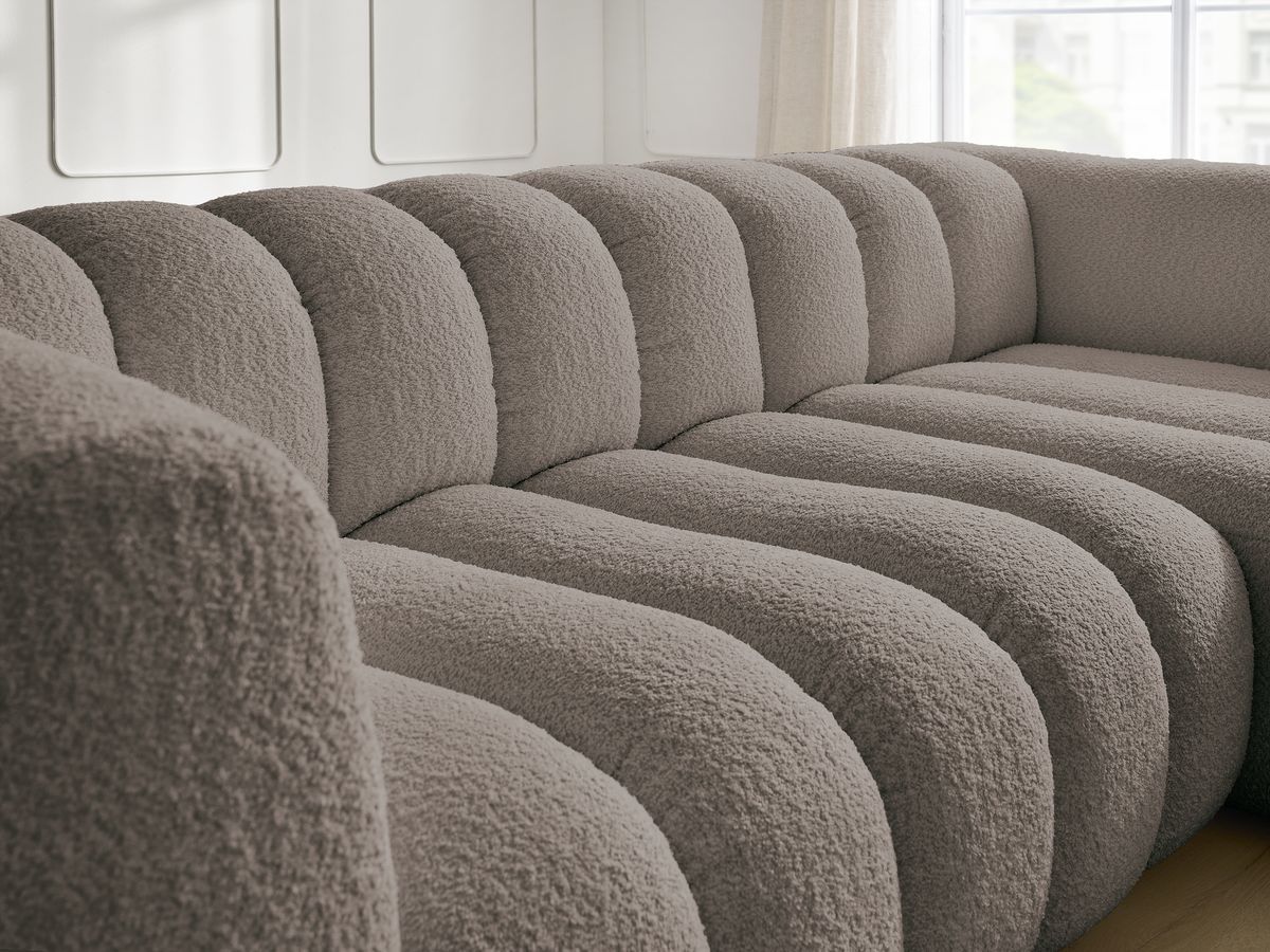 Bobochic Talia Ecksofa Bouclé-Stoff Braun Ecke rechts