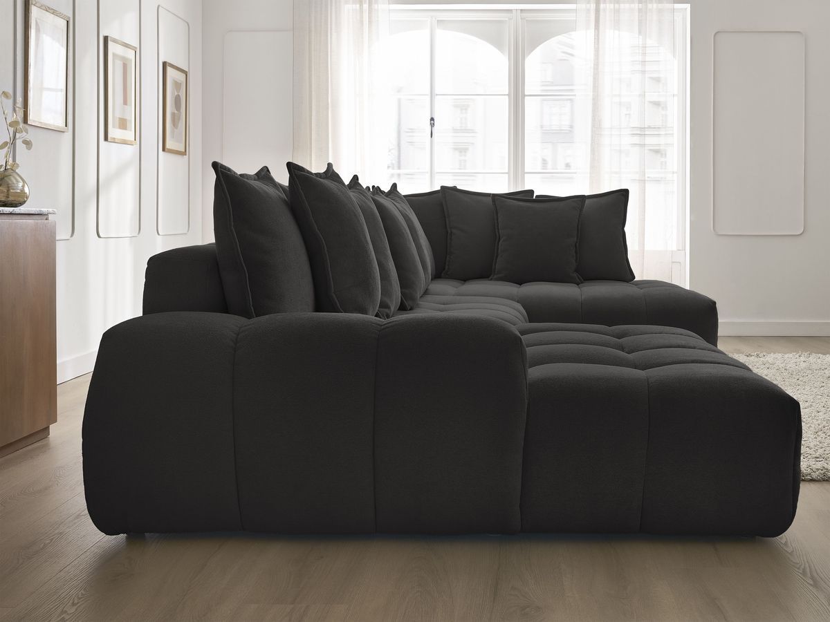 Bobochic Everest Wohnlandschaft, 14 Kissen Strukturstoff Schwarz Ecke links