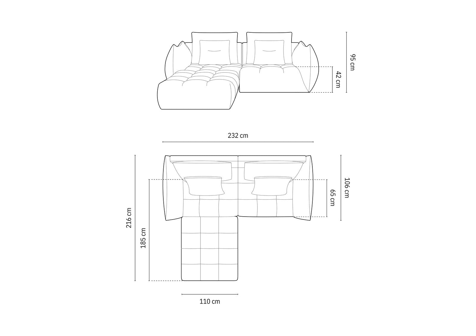 Micadoni Ecksofa Bloom 3-Sitzer Samt Ecru