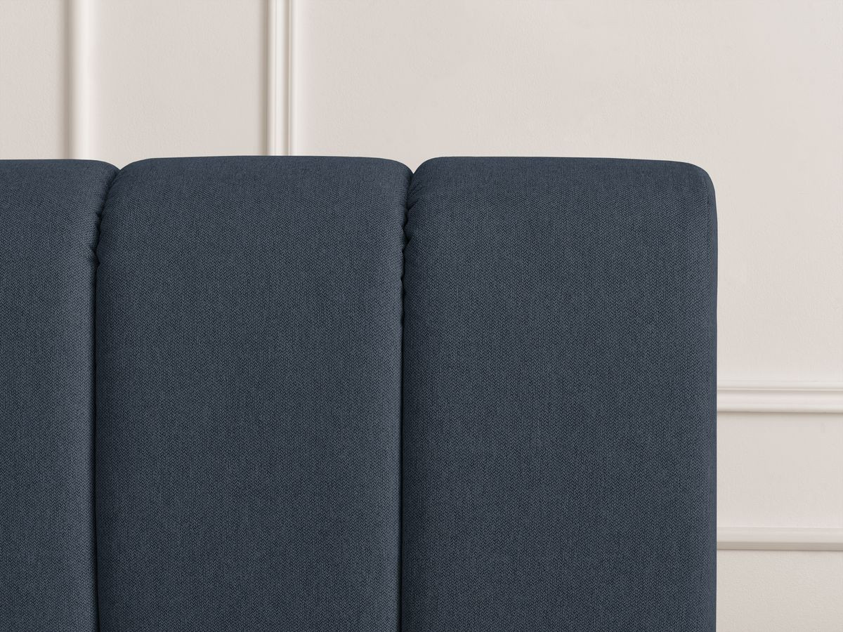 Bobochic Denali Polsterbett mit Bettkasten mit Bettbank Stoff Dunkelblau, Liegefläche 180 × 200 cm