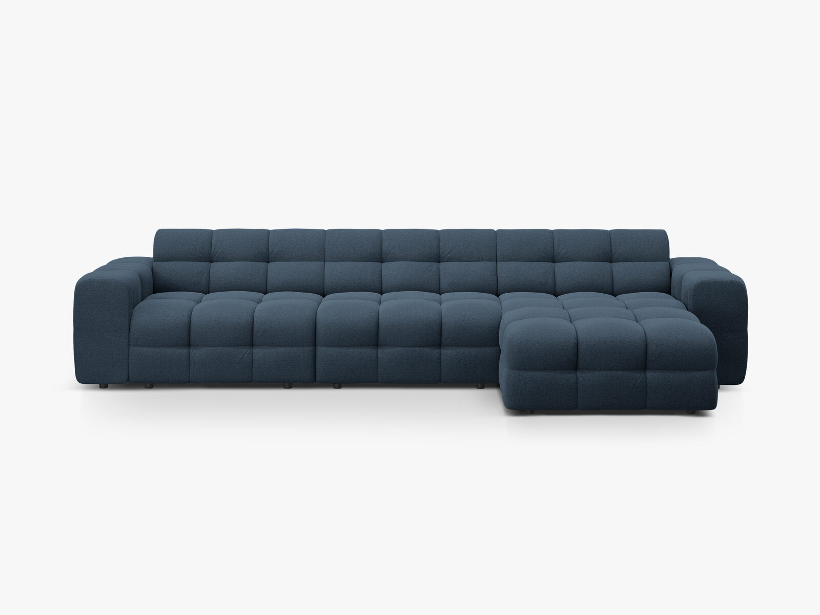 Micadoni Ecksofa Kendal 5-Sitzer Rechts Strukturierter Stoff Marineblau