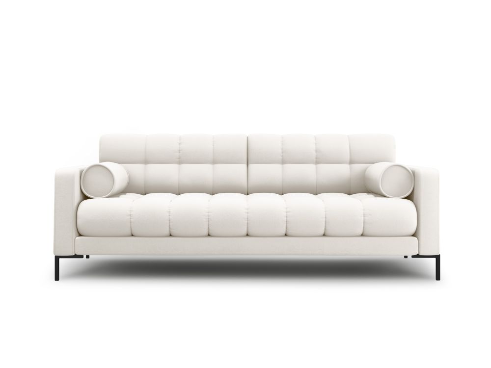 Cosmopolitan Design Sofa Bali 3-Sitzer Strukturierter Stoff Neve Helles Beige Beine Schwarzes Metall