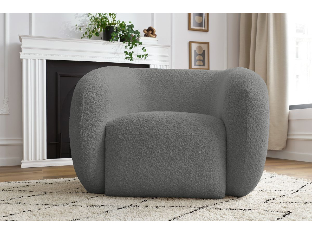 Bobochic Celine Sessel Bouclé-Stoff Dunkelgrau