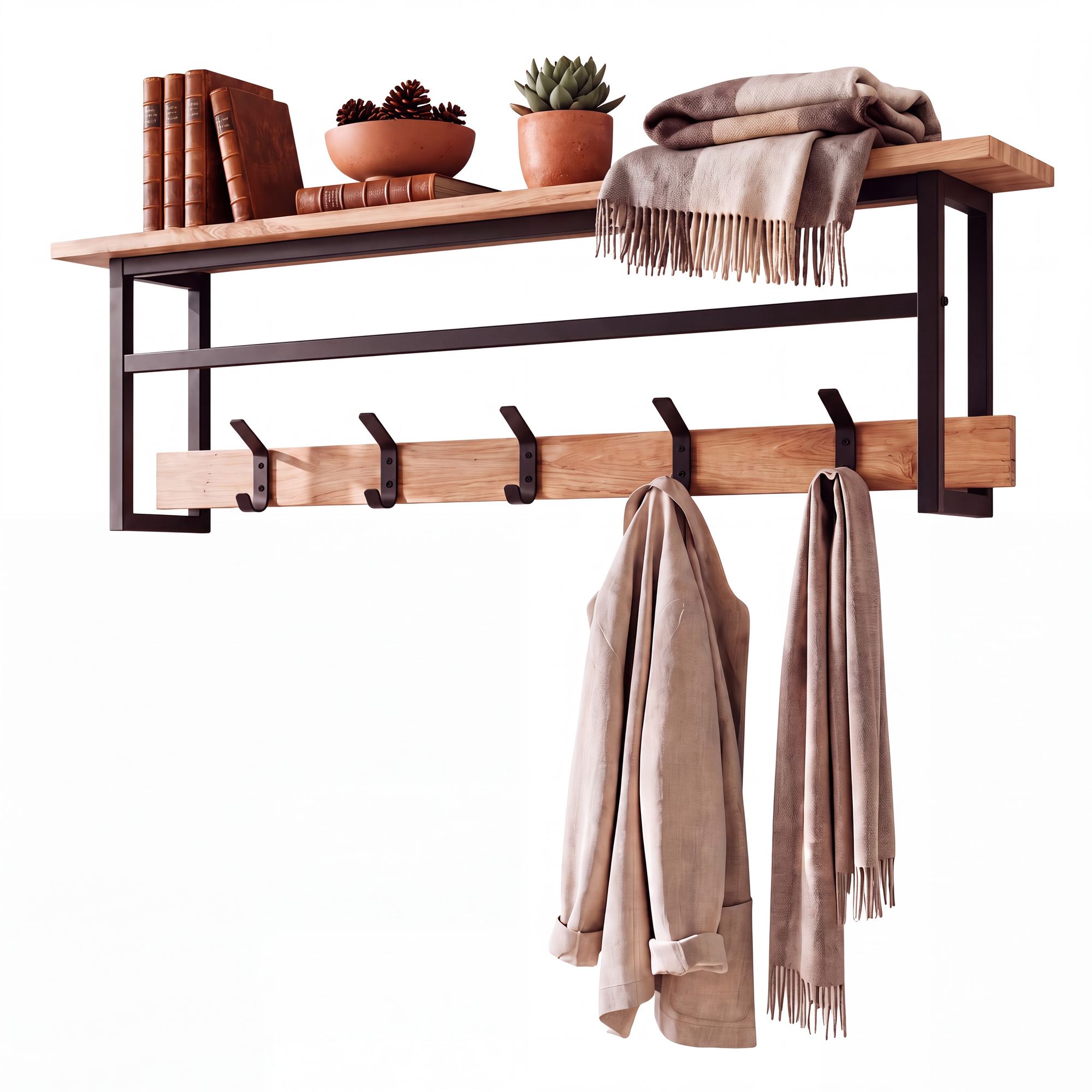 Wandgarderobe Vangsnes Massivholz Schwarz Breite 100 cm