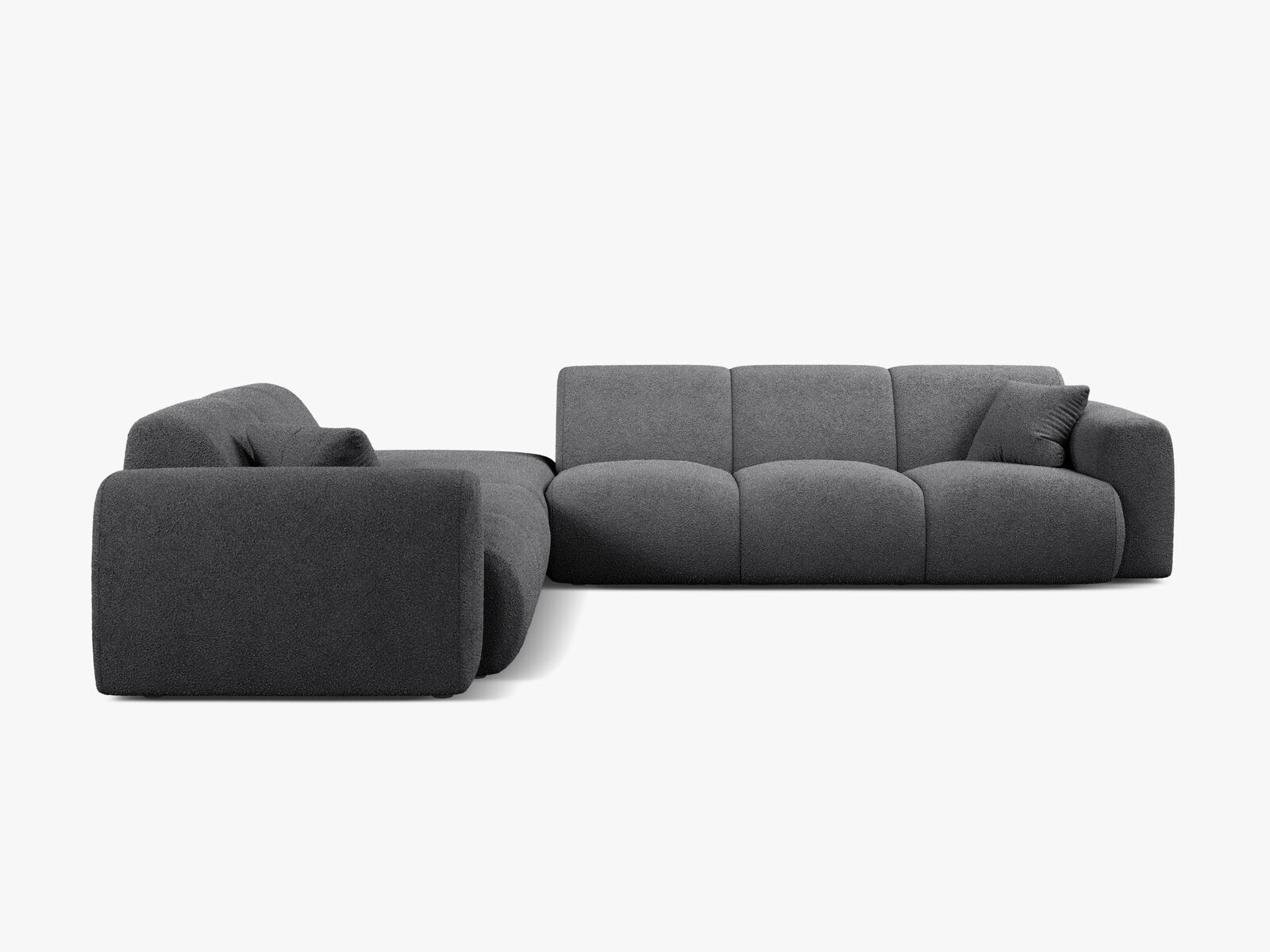 Micadoni Ecksofa Molino 6-Sitzer Links Boucle Baloo Dunkelgrau
